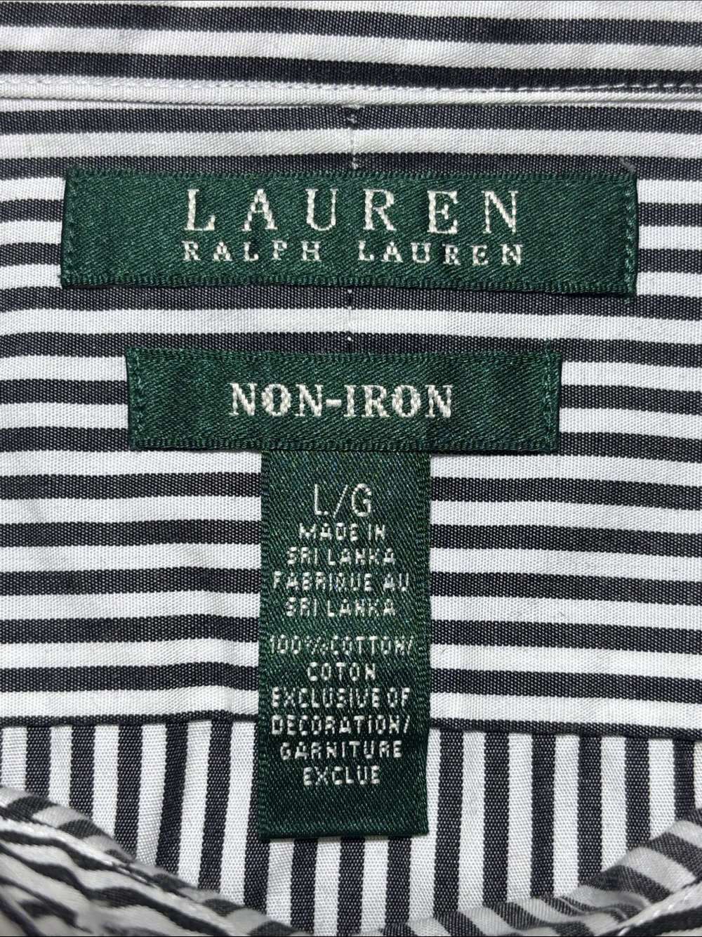 Lauren Ralph Lauren Button Up Shirt Womens sz Large Striped Non Iron (2) - Picture 2 of 7